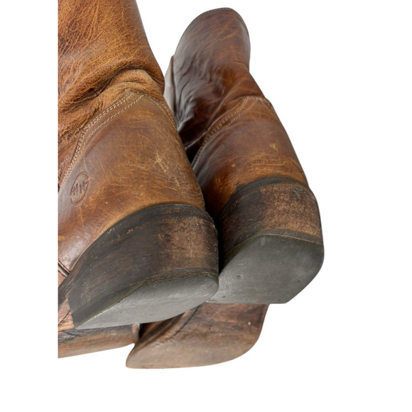 Vintage Double H Western Distressed Rustic Brown Leather Cowboy Boots Size 9 - Picture 11 of 11